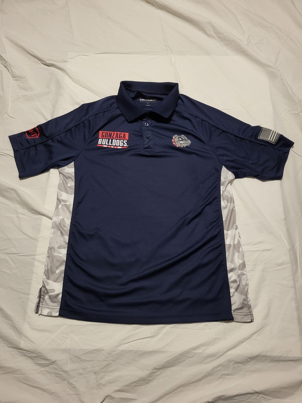 Colosseum Gonzaga Bulldogs OHT Military Appreciation Polo Shirt Navy Mens Large